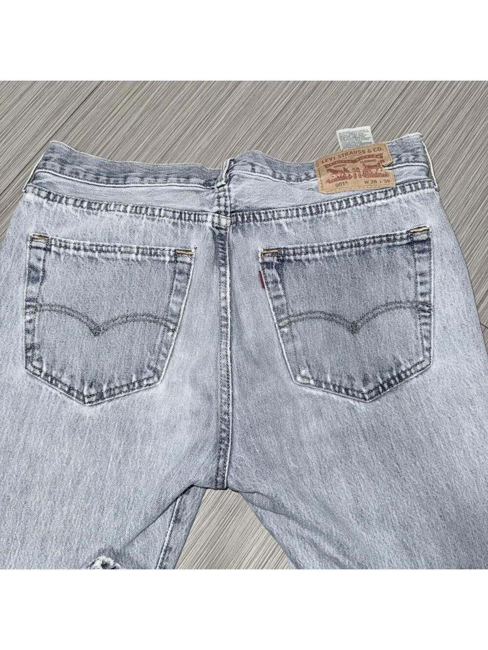 Levis 501 Distressed Denim Jeans Size W36 L36 “vintage Look”